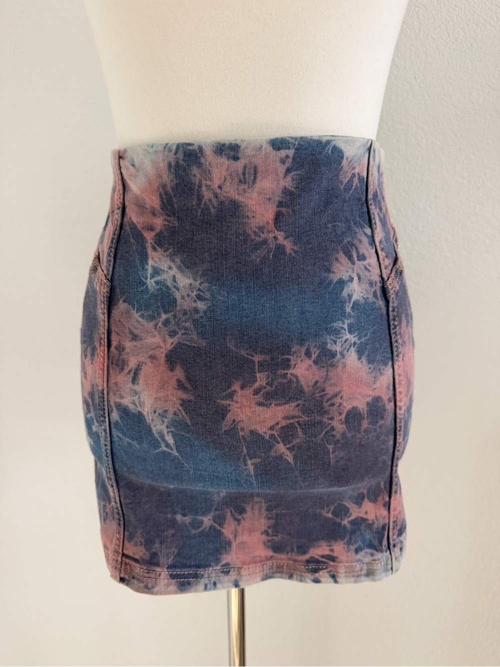 Wild Fable Pink Blue Acid Wash Denim Mini Skirt Y2K